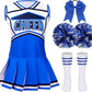 LMYOVE Classic Blue 5-Piece Cheerleading Set for Kids - Includes Top, Skirt, Pom Poms, Headband, and Socks,6-7Y