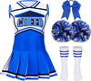 LMYOVE Classic Blue 5-Piece Cheerleading Set for Kids - Includes Top, Skirt, Pom Poms, Headband, and Socks,6-7Y