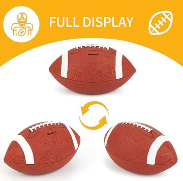 H&W Football Piggy Bank (Small Size) For Boys, Shatterproof Rugby Sports Themed Coin Bank, Super Bowl Gift For Kids