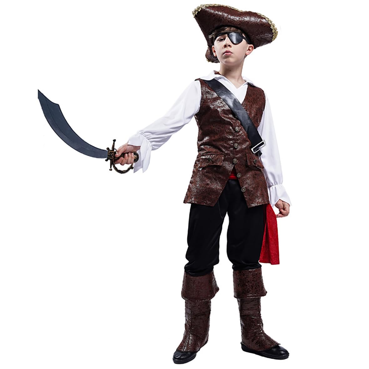 Pgond Boys Deluxe Pirate Costume With Hat (M/7-9Y)