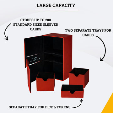 Card Guardian - Premium Double Deck Box (Red) For 200+ Cards Trading Card Games Tcg Perfect For Magic The Gathering (Mtg), Commander Deck, Yugioh Deck Box, Sports Card Storage Boxes