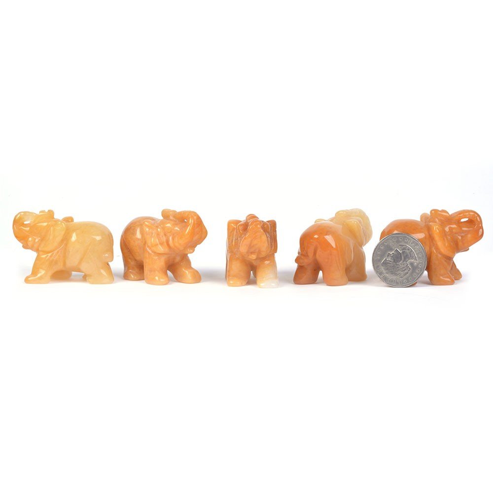 Justinstones Gemstone Elephant Yellow Jade Crystal Animal Totem Spirit Stone Figurine 2 Inch