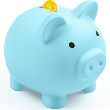 Piggy Bank For Kids Adults, Vcertcpl Unbreakable Plastic Piggy Bank Coin Bank Money Saving Box For Cash Saving, Kids Bank Money Jar Adults, Piggy Bank For Boys Girls, Gift Toys Banks For Kids (Blue)