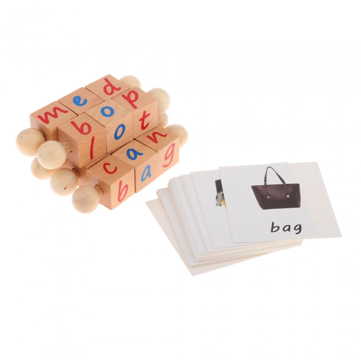 MerishoppWood Reading Blocks Flash Cards Spelling Games For Baby Preschool Boys Girls|Baby|Toys For Baby|Developmental Baby Toys