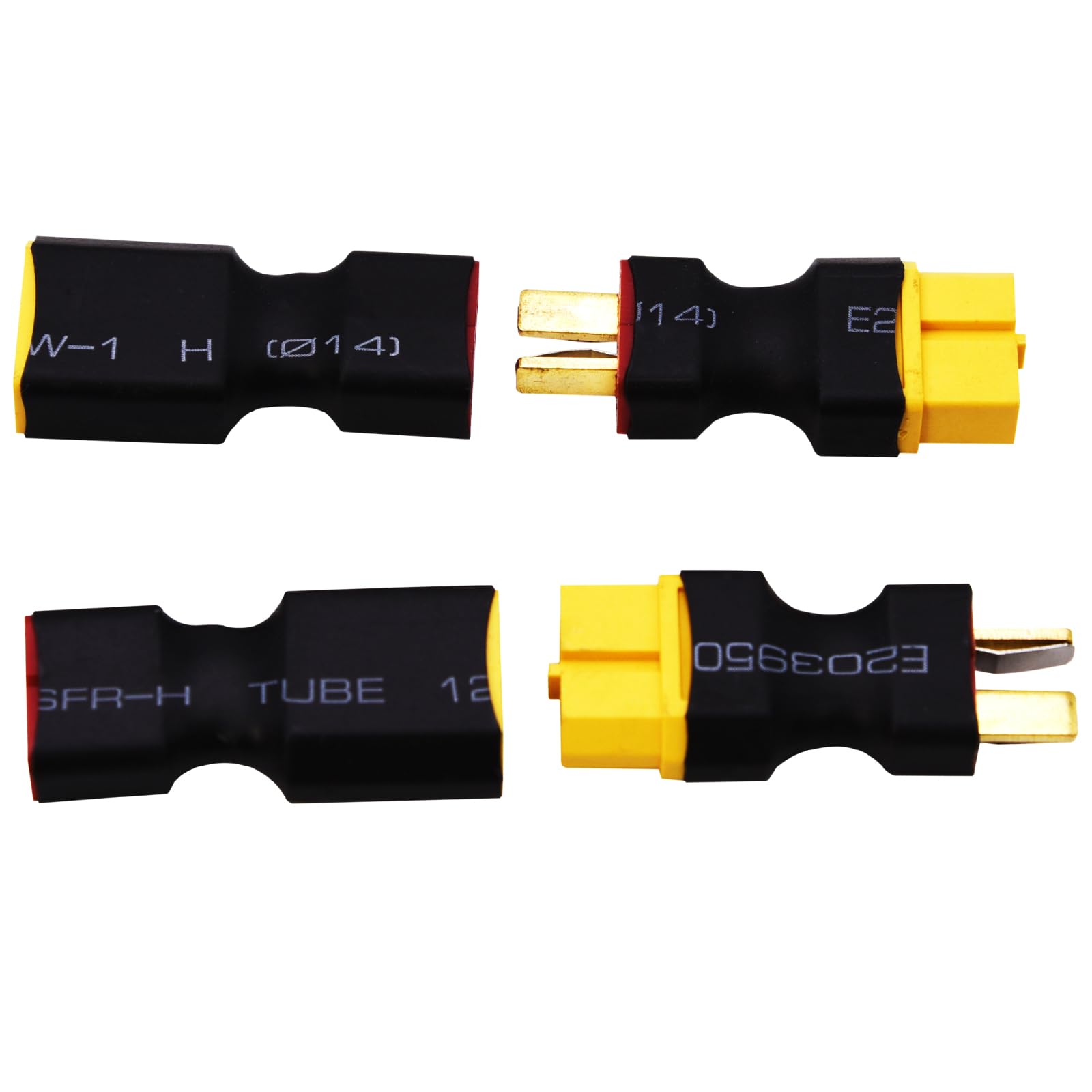 Blomiky 2 Pack Male T to Male XT60 and 2 Pack Female T to Female XT60 Plug Adapter Convertor for RC Truck Drone Vehicle Battery/