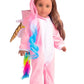 sweet dolly 18 Inch Doll Clothes Unicorn Onesie Pajamas Rainbow Color Hair Bow Clips Costume Fits 18 Inch Doll (Doll Not Include