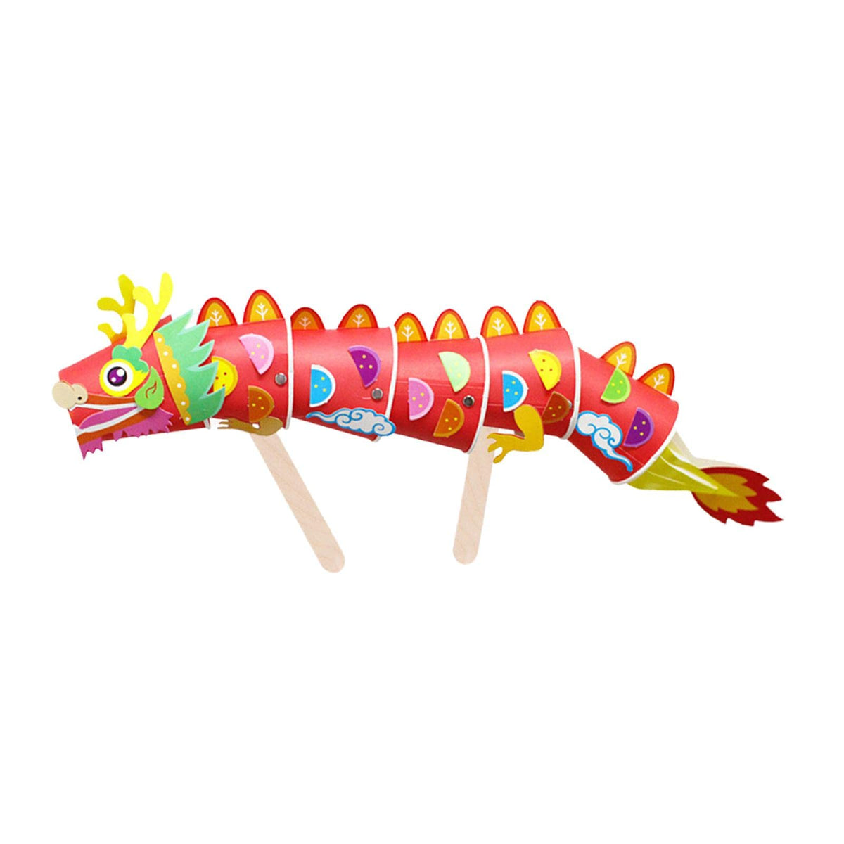 ATORSE Handmade Dragon Paper Cup Handcraft Art Craft Educational Toys for Activity Red