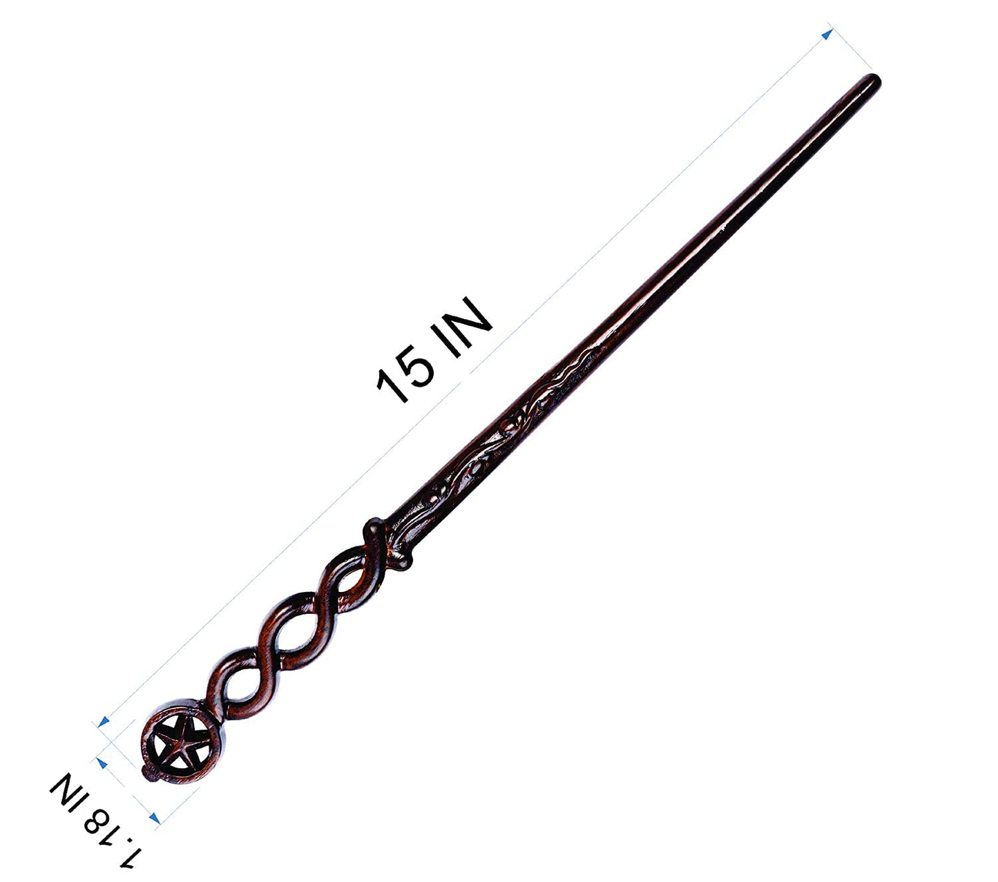 Handicraftviet Hand Carved Wood Magic Wizard Wand/Witch Wand Real Wood Wands 15 Inch For Wizards/Magical Gift For Halloween, Christmas And Birthday Party/Wooden Wand Star (S5)