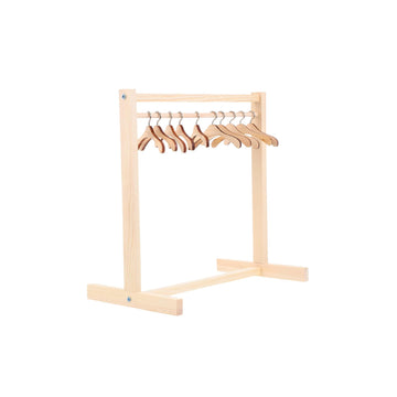 Rannyozio Doll Garment Rack With 10 Pcs Wooden Clothes Hanger Small Wooden Clothing Rack For Girl Doll Clothes Mini Doll Clothes
