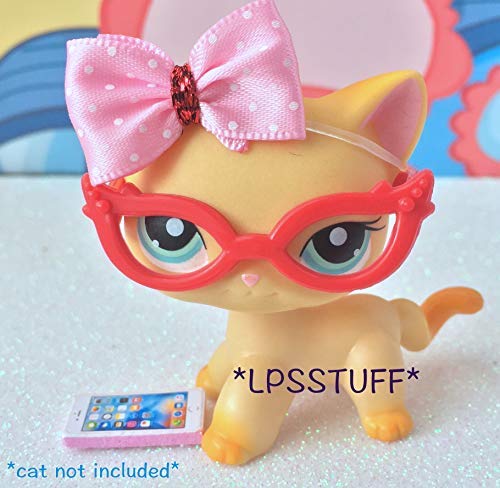 Pet Shop Lps Pink Bow Glasses Phone Accessories Lot - Cat Not Included