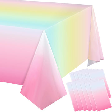 6 Pack Pastel Rainbow Tablecloths Rainbow Plastic Tablecloth Rainbow Party Decorations Rainbow Birthday Party Supplies Pastel Ta