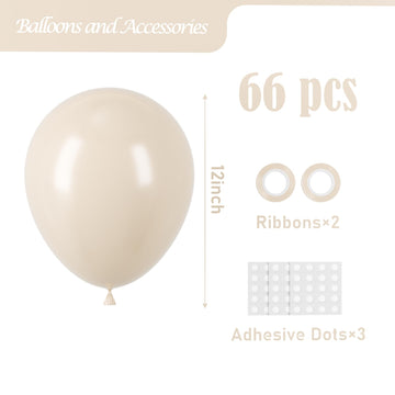 Voircoloria White Sand Balloons, 66Pack 12Inch Sand White Latex Party Balloons For Wedding, Bridal, Baby Shower, Birthday, Gradu