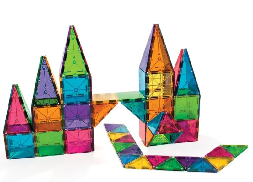 Magnetic Building Tiles Set, Multicolour Translucent Blocks