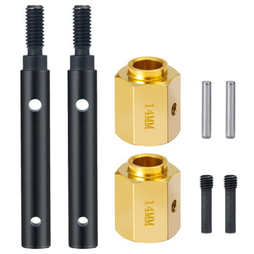 RCLIONS Steel Stub Axle with Brass Extended Wheel Hubs Hex +14mm for TRX4 1/10th RC Crawler Car
