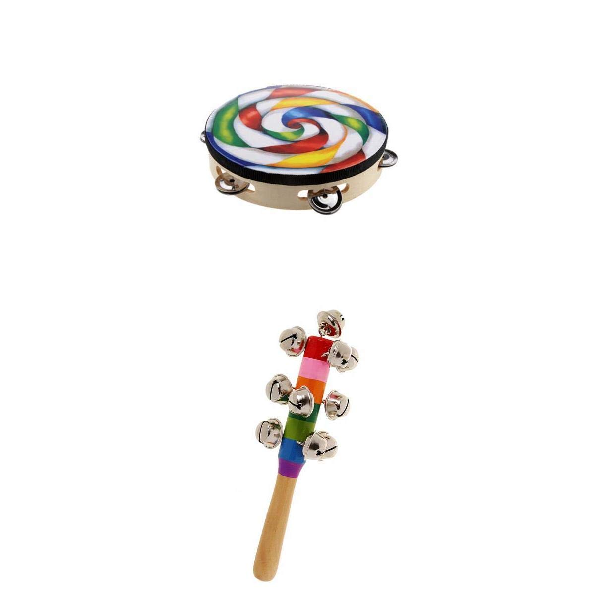 Atorse Hand Percussion Set Children Instrument Toys Handbell Shaker & Tambourine