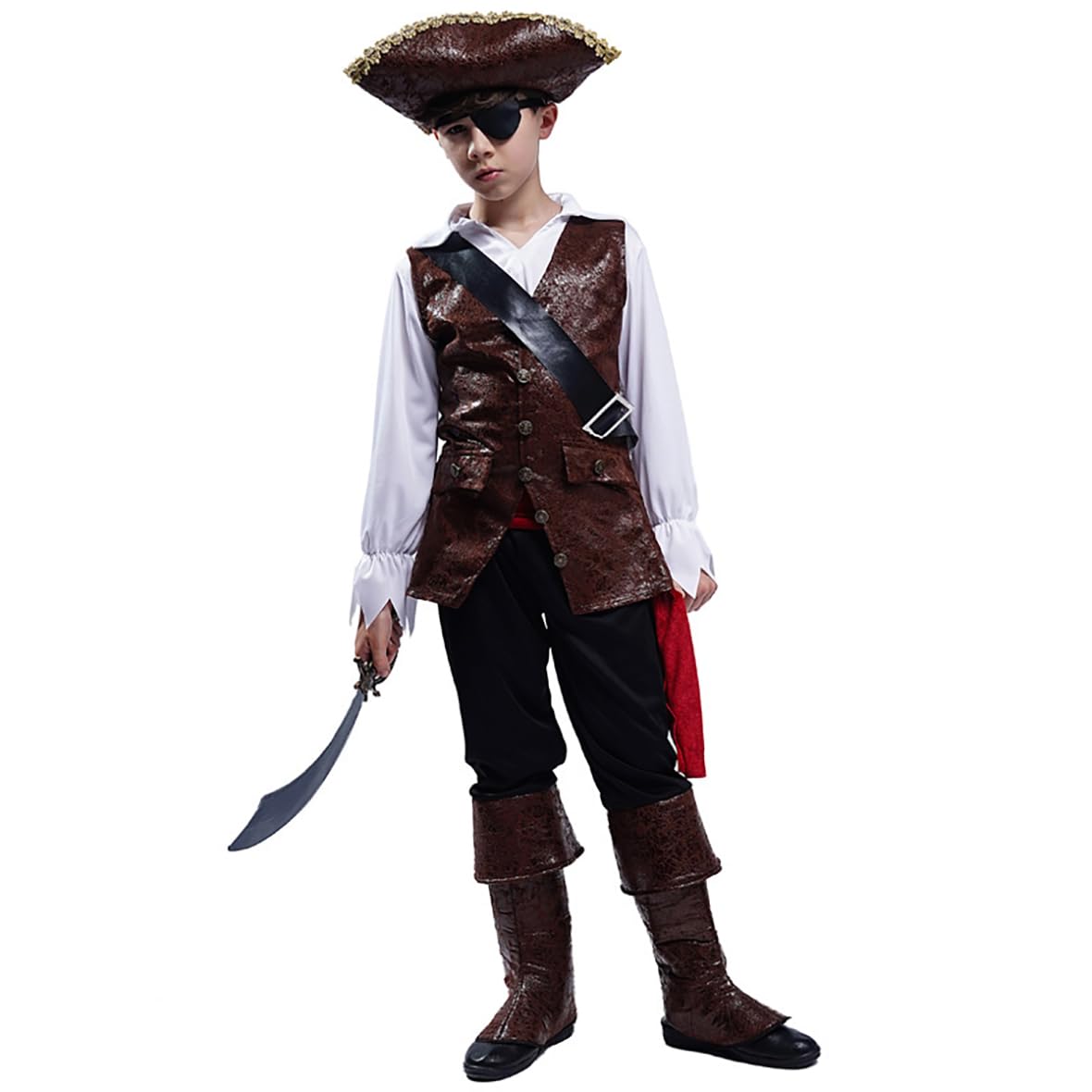 Pgond Boys Deluxe Pirate Costume With Hat (M/7-9Y)