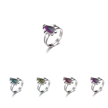LiHan1028 10 Pieces of Mixed Pattern Adjustable Mood Rings Mixed Color Changing Mood Rings for Halloween Costume Props, Birthday