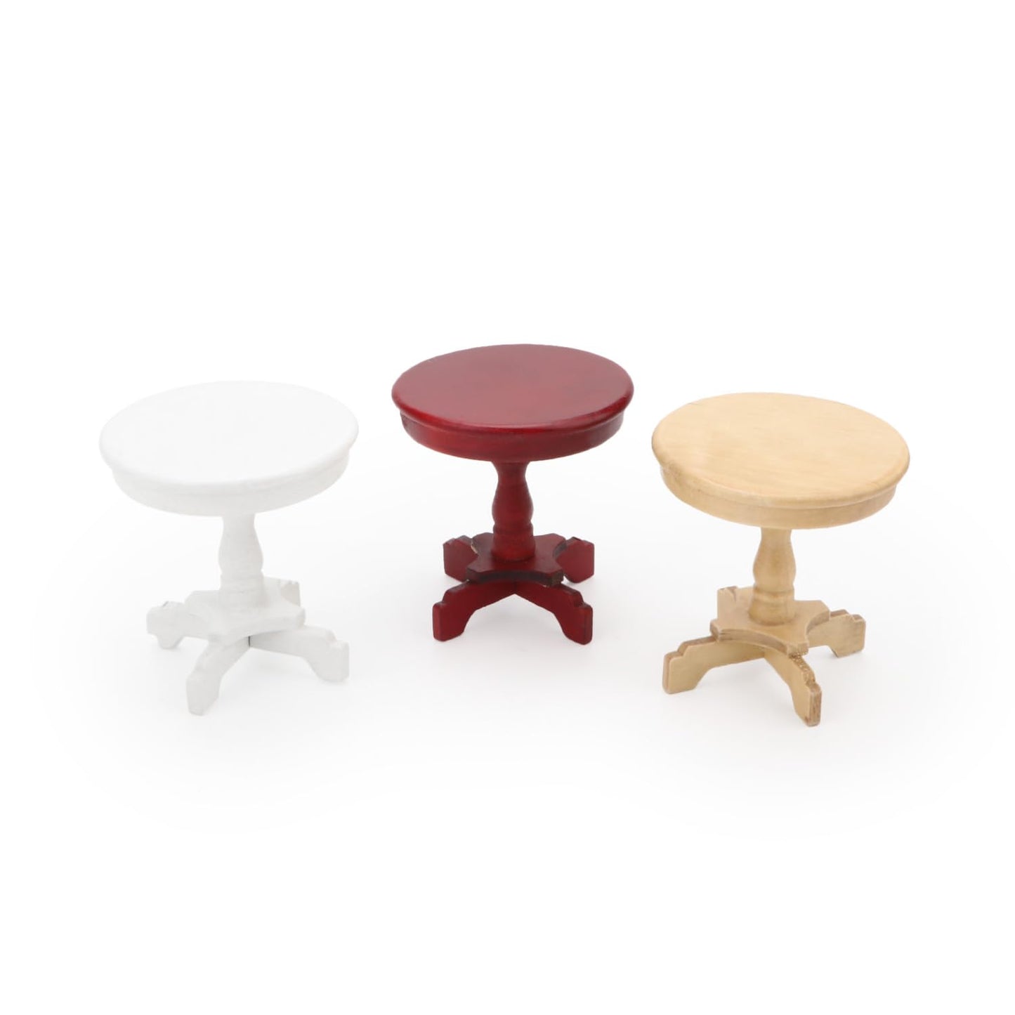 Miniature Dollhouse End Table 1:12 Scale Wooden Furniture Round Side Tea Table Model for Dollhouse Acessories Coffe Tables Livin