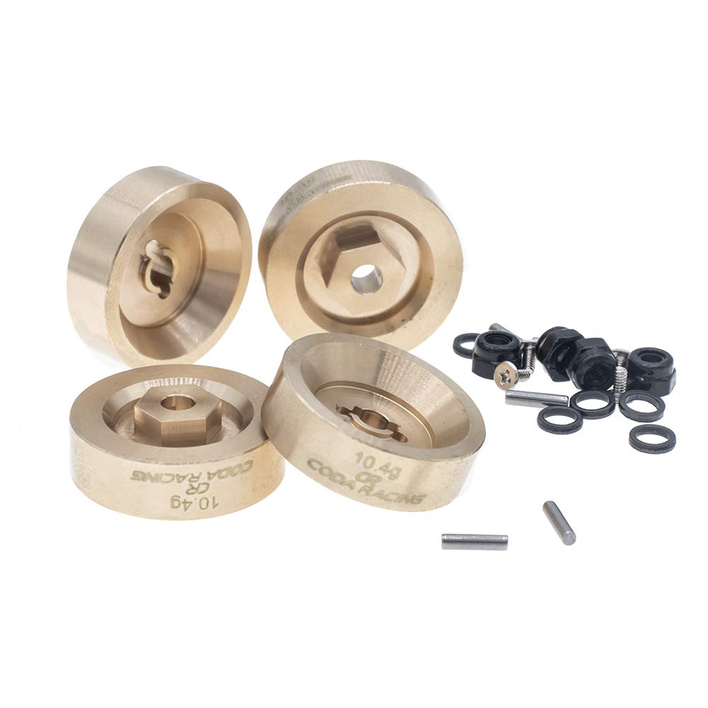CODA RACING 4pcs 10.4g Brass Wheel Weights Hex Adapter 5mm for AXIAL SCX24 AXI00001 AXI00002 AXI00005 AXI00006 Upgrades 1/24 RC 