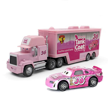 Wltk Movie Cars 2 3 Hauler Mack Truck No.36 & Eugene Carbureski Racer Speed 2Pcs Vehicles