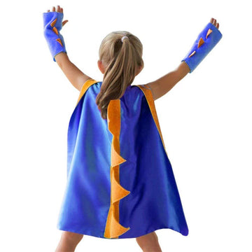 QIAONIUNIU Dragon Cape and Gauntlets Halloween Costume Boy Girl Toddler Dress Up Clothes 2-6 Years Old Color Dark Blue