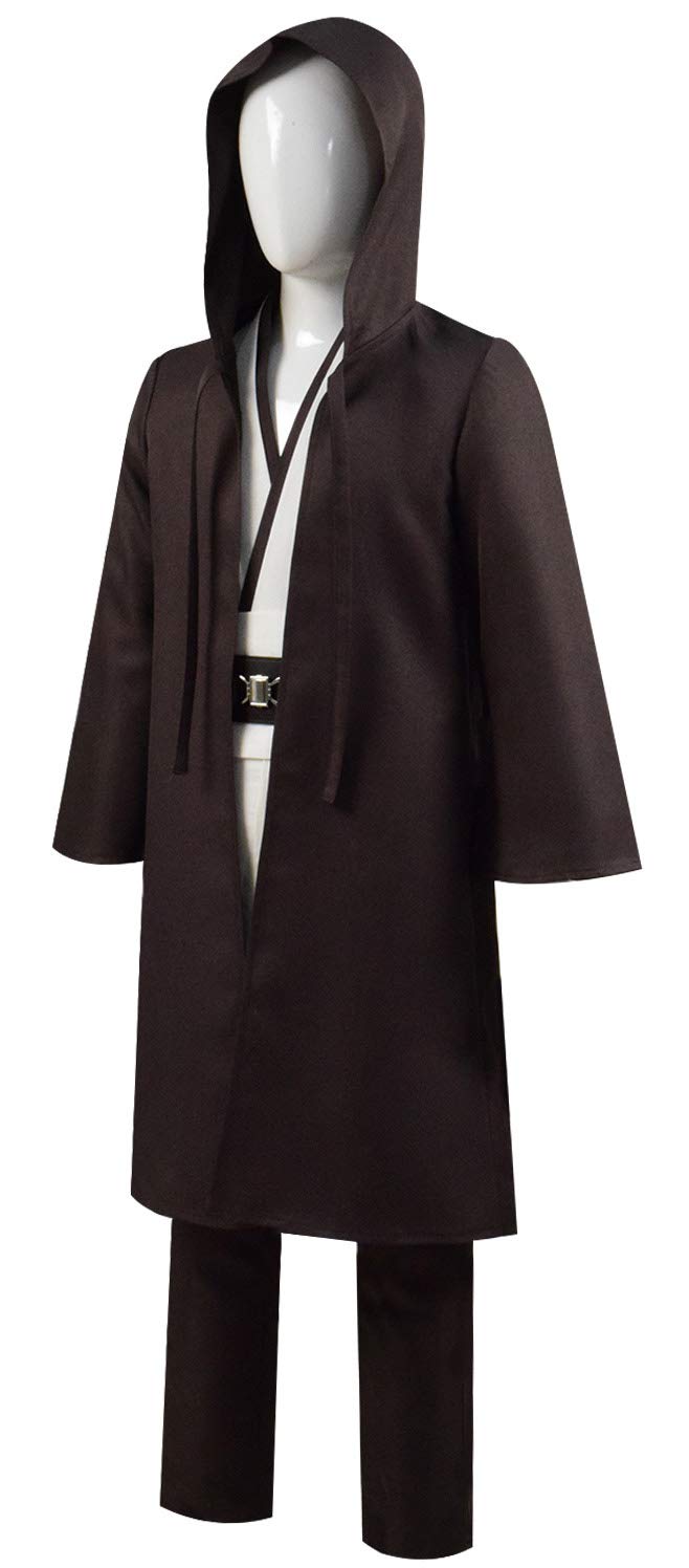 Rongxu Kids Tunic Costume Hooded Robe Outfits Full Set Halloween Cosplay Costume (Small, White Full Set)