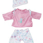 Jc Toys | Berenguer Boutique | La Baby Doll Outfit | 3 Piece Pink And White Onesie|Washable| Ages 2+ | Fits Dolls 9'- 12'