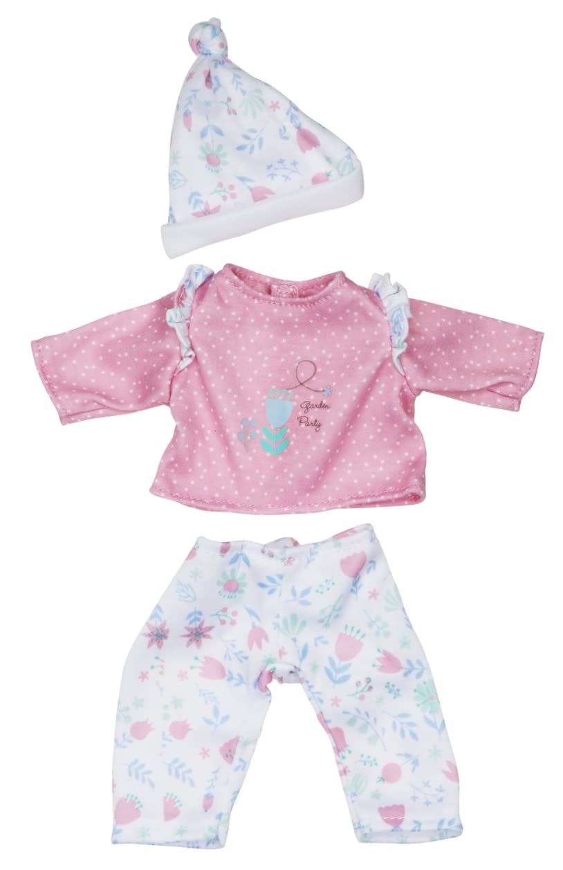 Jc Toys | Berenguer Boutique | La Baby Doll Outfit | 3 Piece Pink And White Onesie|Washable| Ages 2+ | Fits Dolls 9'- 12'