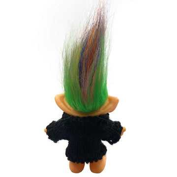 Lucky Troll Dolls,Cute Vintage Troll Dolls Chromatic Adorable For Collections, School Project, Arts And Crafts, Party Favors With Wool Clothes. (Black)