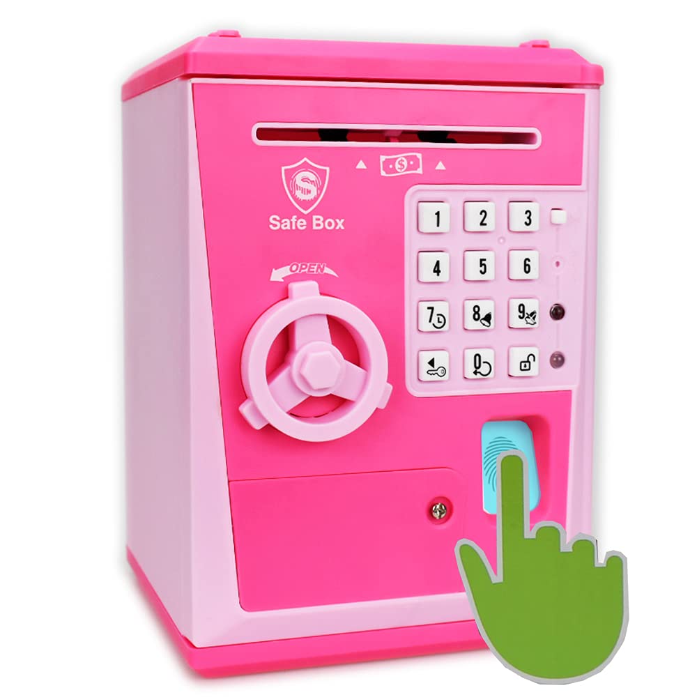 Litpggy Kids Safe Bank With Fingerprint Password Talking Atm Piggy Bank For Real Money Toy Gift For 5-14 Years Old Boys Girls