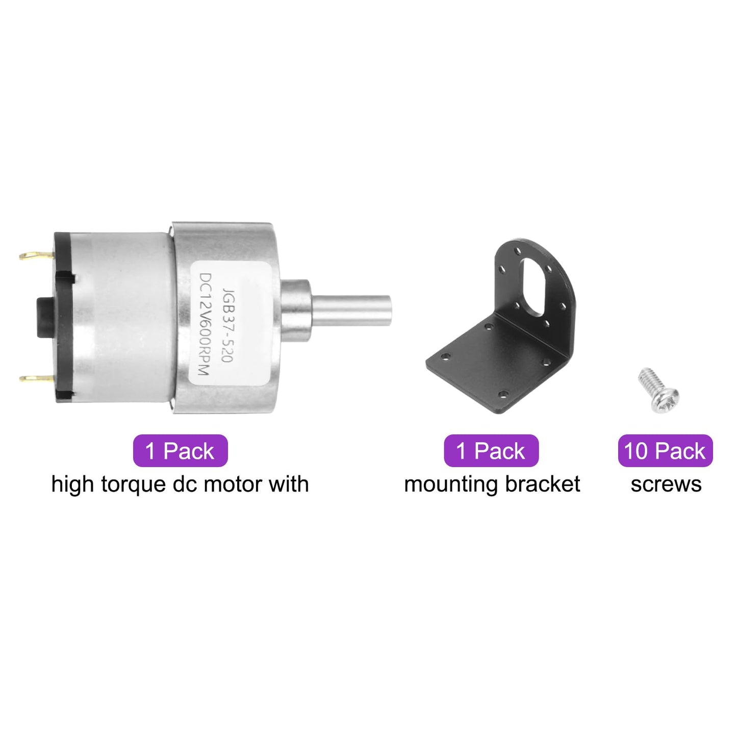 Dmiotech Micro Dc 12V 600Rpm Geared Motor With Bracket Gear Reduction Motors 37Mm Diameter Gearbox Micro Speed Reduction For Rc