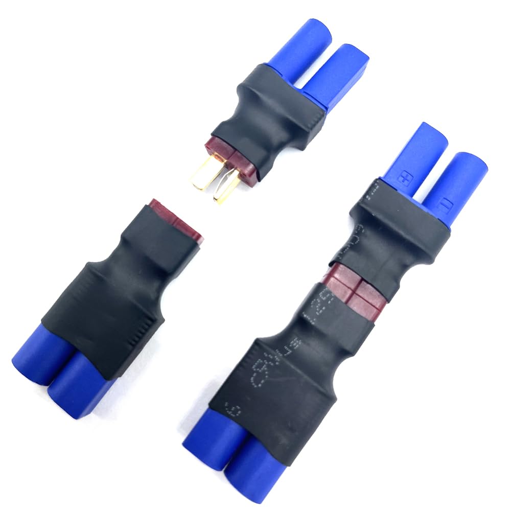 2Pairs EC5 to T Adapter Male Female Connector Plug Set Compatible with Arrma E-flite RC Car Truck Airplane Lipo Battery ESC Bala