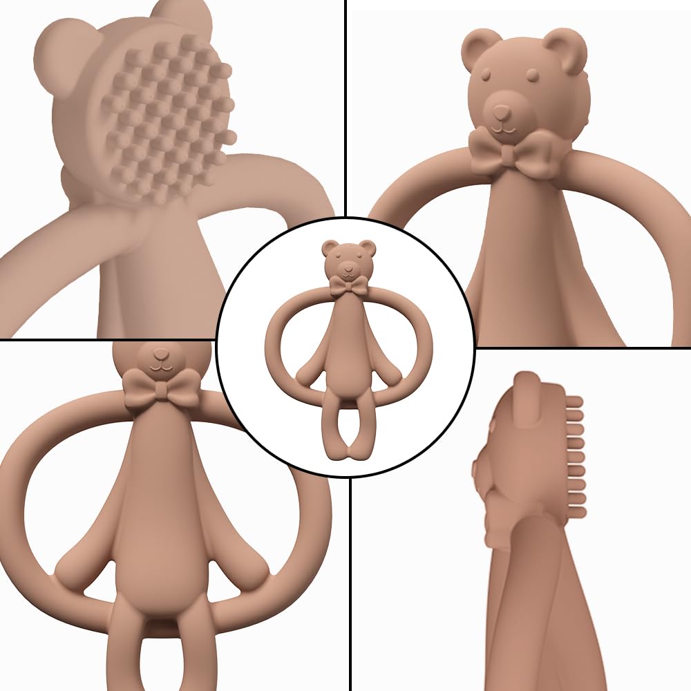 Baby Bear Teething Toys For Babies 0-3, 0-6, 6-12 Months | Soft Silicone Baby Bear Teethers Toys | Baby Fidget Toys 0-6 Months |