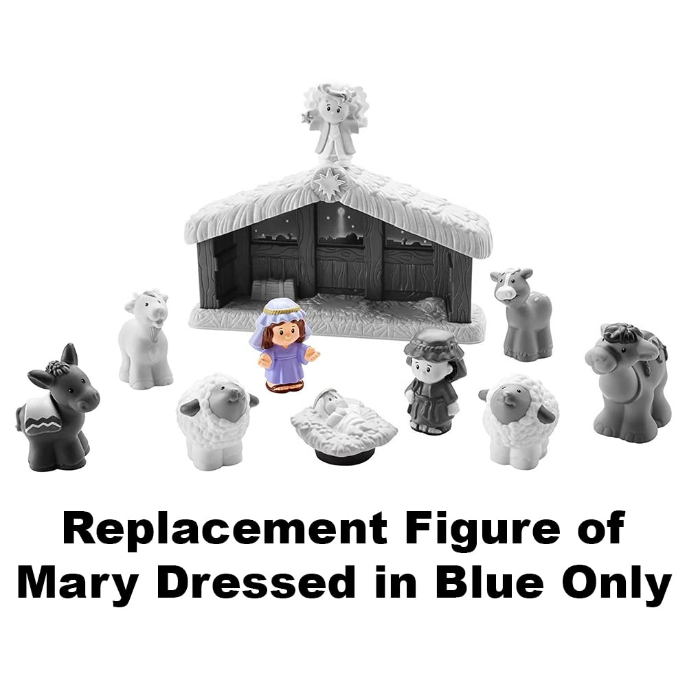 F-Price Replacement Figure For Fisher-Price Little People Nativity Set - Dpx53 ~ Replacement Figure Of Mary Dressed In Blue, Blu