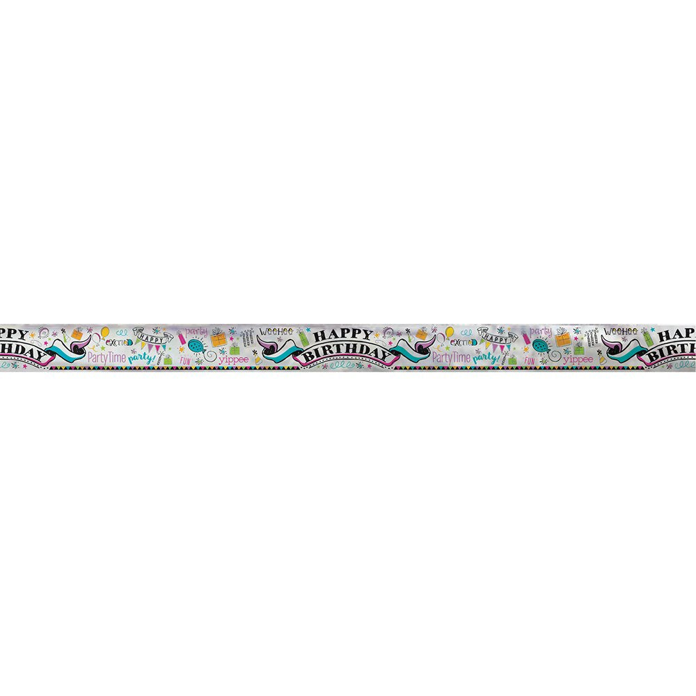 12ft Foil Doodle Happy Birthday Banner