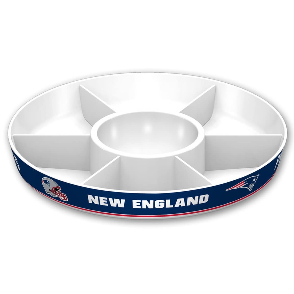 Fremont Die Nfl New England Patriots Party Platter, 14.5' Diameter, 14.5' Diameter, White/Team Colors