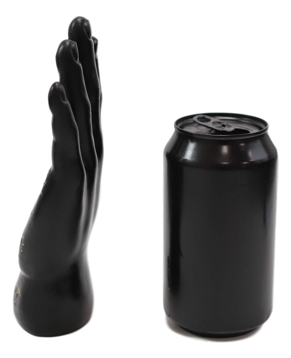 Ebros Gift Ancient Mystical Psychic Fortune Teller Chirology Palmistry Hand Palm With Lines And Symbols Figurine Decor Witchcraft Spiritual Divinity Statue For Palmists Readers (Black)
