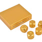 DS.DISTINCTIVE STYLE Aluminum Alloy Dice 5 Pieces 16mm Portable Metal Dices with Case 6 Sided Dice for Party Game (Golden Square