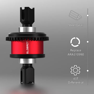 GLOBACT Steel 43T Differential Active F/R Diff Set with 10T Input Gear for Arrma 1/7 Infraction Felony Limitless Fireteam Mojave