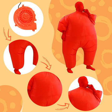 Qshine Inflatable Full Body Jumpsuit Cosplay Costume Halloween Funny Fancy Dress Blow Up Party Toy (Red)