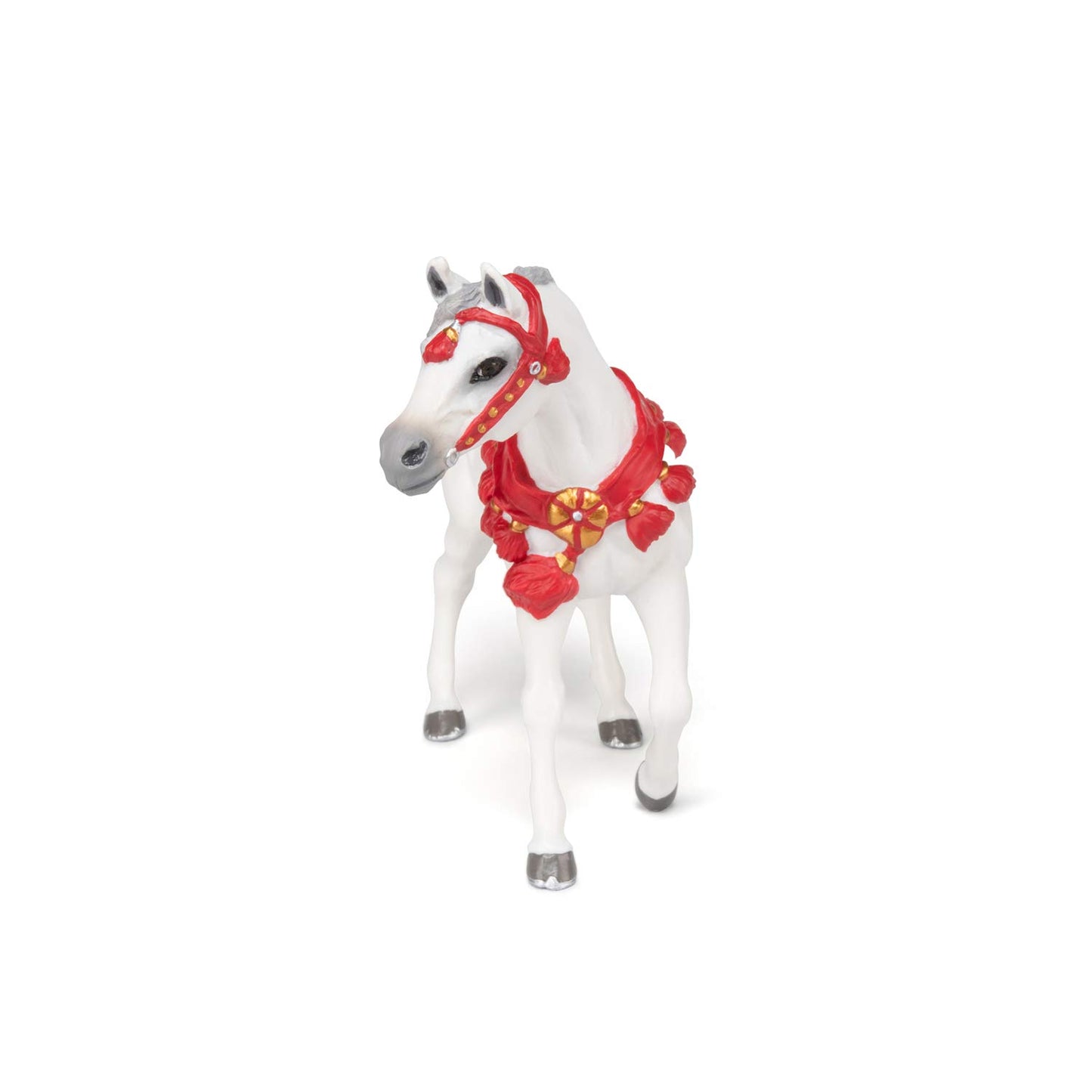 Papo - Hand-Painted - Figurine - Horses,Foals And Ponies - White Arabian Horse In Parade Dress-51568 - Collectible - For Children - Suitable For Boys And Girls - From 3 Years Old