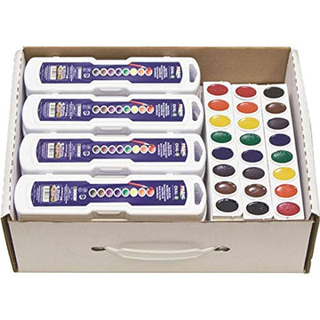 Prang Oval Pan Watercolor Set Master Pack, 8 Assorted Colors, 12 Refill Trays, 24 Paint Sets
