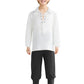 Boys Medieval Renaissance Pirate Pants Shirt Set Kids Viking Costume for Halloween Party Cosplay (black, Large)