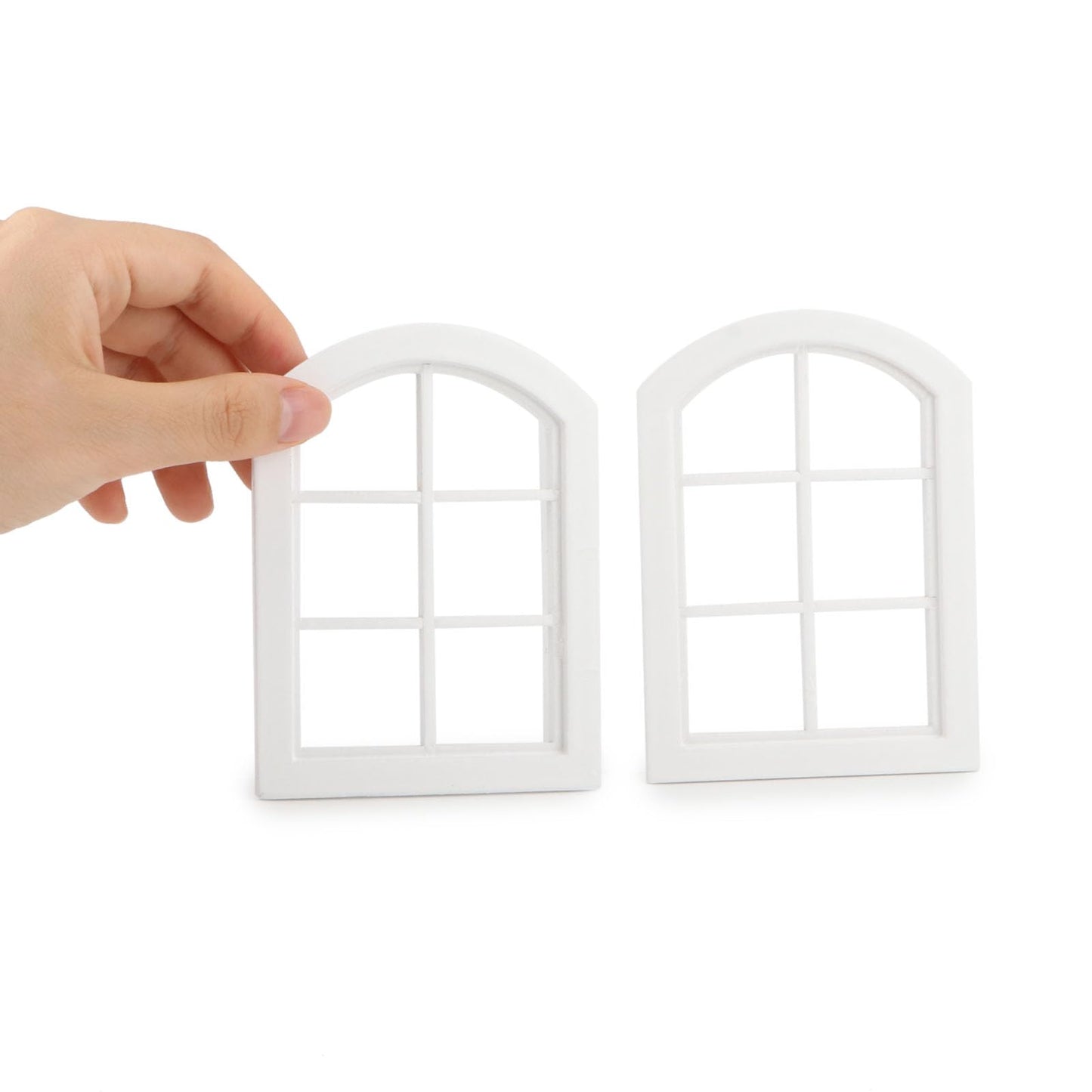 Dollhouse Windows 2PCS Miniature 6-Pane Window Frame 1 : 12 Frame DIY Mini House Decoration Wooden Fiary Window Model Doll House Accessories (White)
