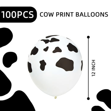 Lovestown 100 Pcs Cow Print Balloons, 12 Inch Cow Balloons Latex Balloons For Children Party Cowboy Theme Birthday Party Favor