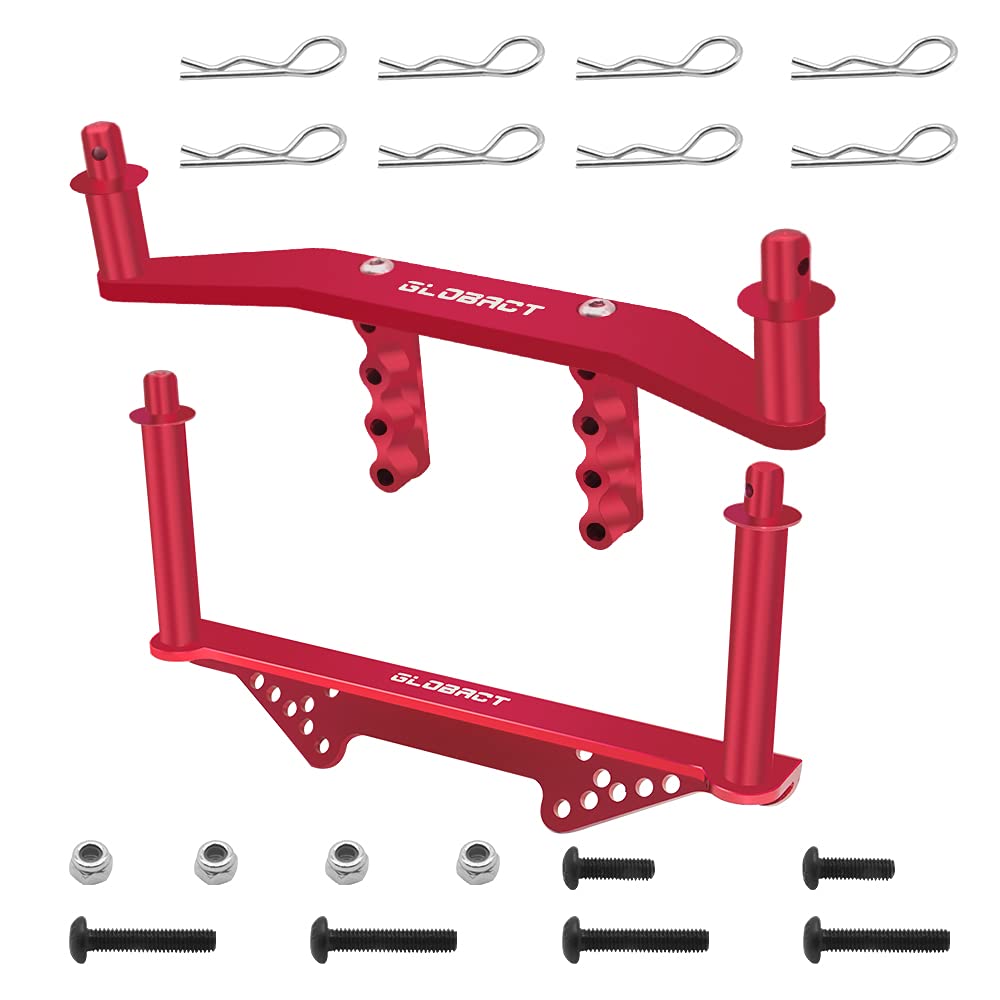 Aluminum Front & Rear Body Mounts with Body Posts Upgrade Parts for 1/10 Slash 2WD Rustler Stampede VXL Replaces #1914R RED