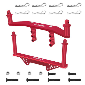 Aluminum Front & Rear Body Mounts with Body Posts Upgrade Parts for 1/10 Slash 2WD Rustler Stampede VXL Replaces #1914R RED