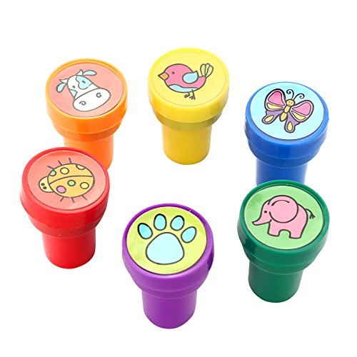 LUCKYBIRD Stamps for Kids, S0315 Best Sell Self Inking Plastic Insect Theme Fun Stamps Set, 6 Count