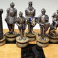 WW/HPL Medieval Times Chess Set - Gold & Silver Warrior Knights with 15" High Gloss Dark Walnut & Birdseye Maple Board