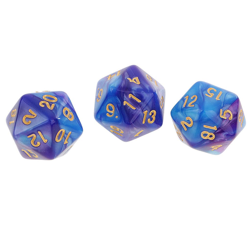 Yiotfandoll 10PCS Polyhedral Dice D20 Dice 20mm Acrylic 20 Sided Dice Game Dice for RPG MTG DND Dice Table Games (Blue Purple)